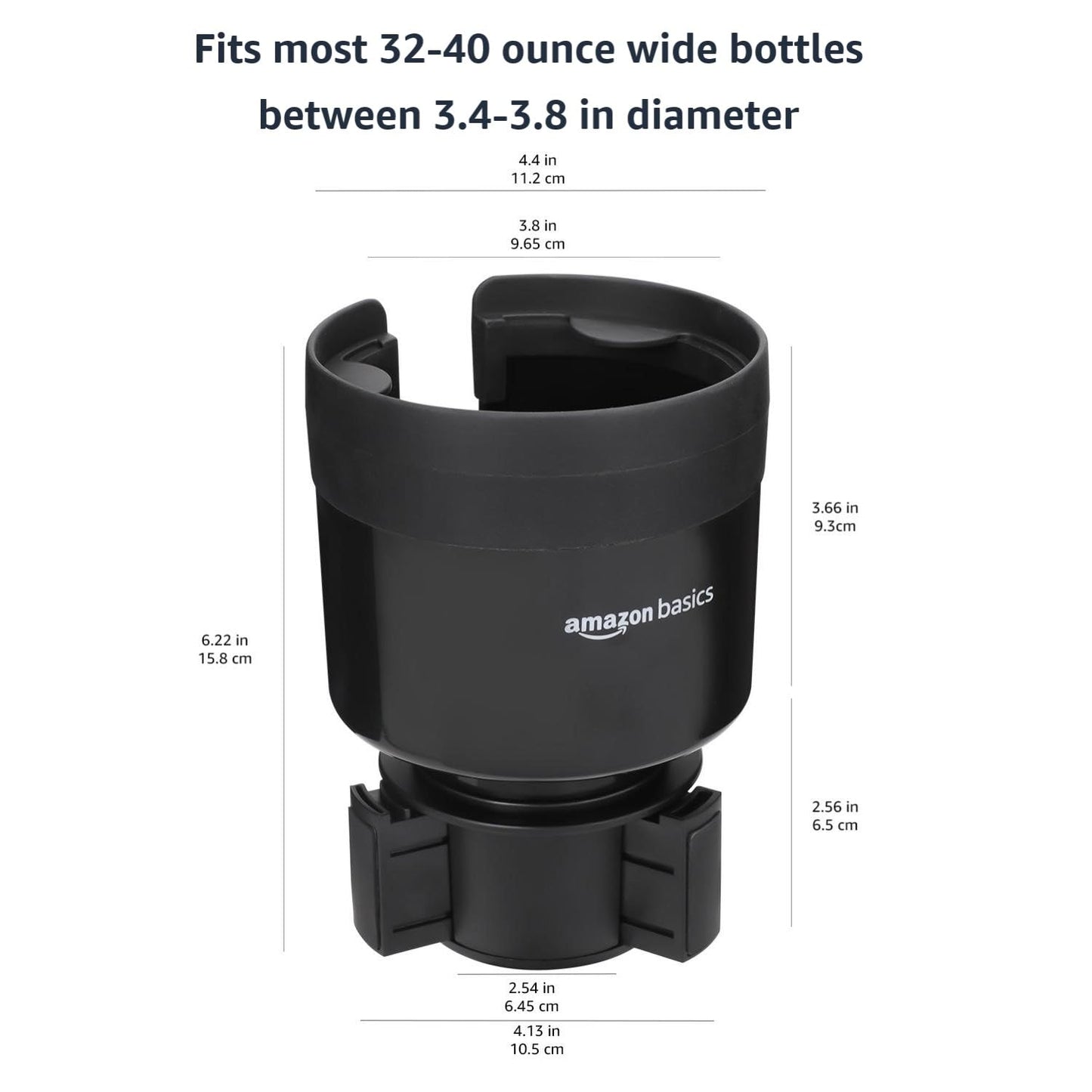 Amazon Basics Large Bottle Car Cup Holder Expander – Black