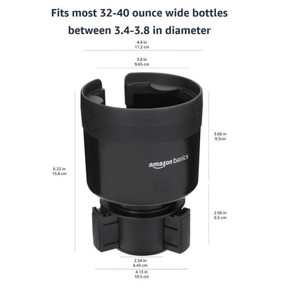 Amazon Basics Large Bottle Car Cup Holder Expander – Black