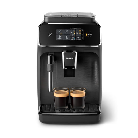 Philips 2200 Series Kaffeevollautomat - 2 Kaffeespezialitäten, Touch-Display, klassischer Milchaufschäumer, Keramikmahlwerk, Mattschwarz (EP2220/10)