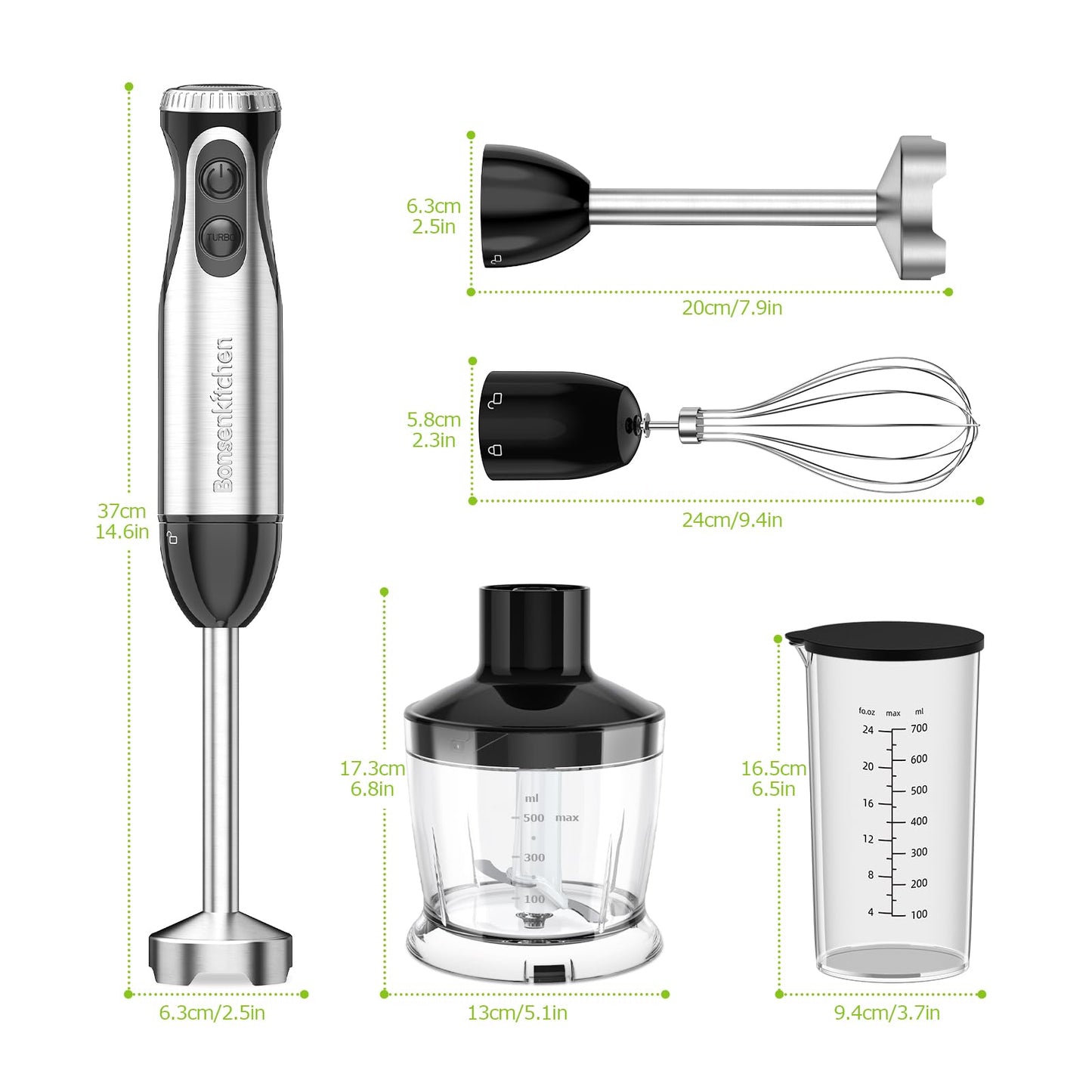 Bonsenkitchen 4-in-1 Stabmixer