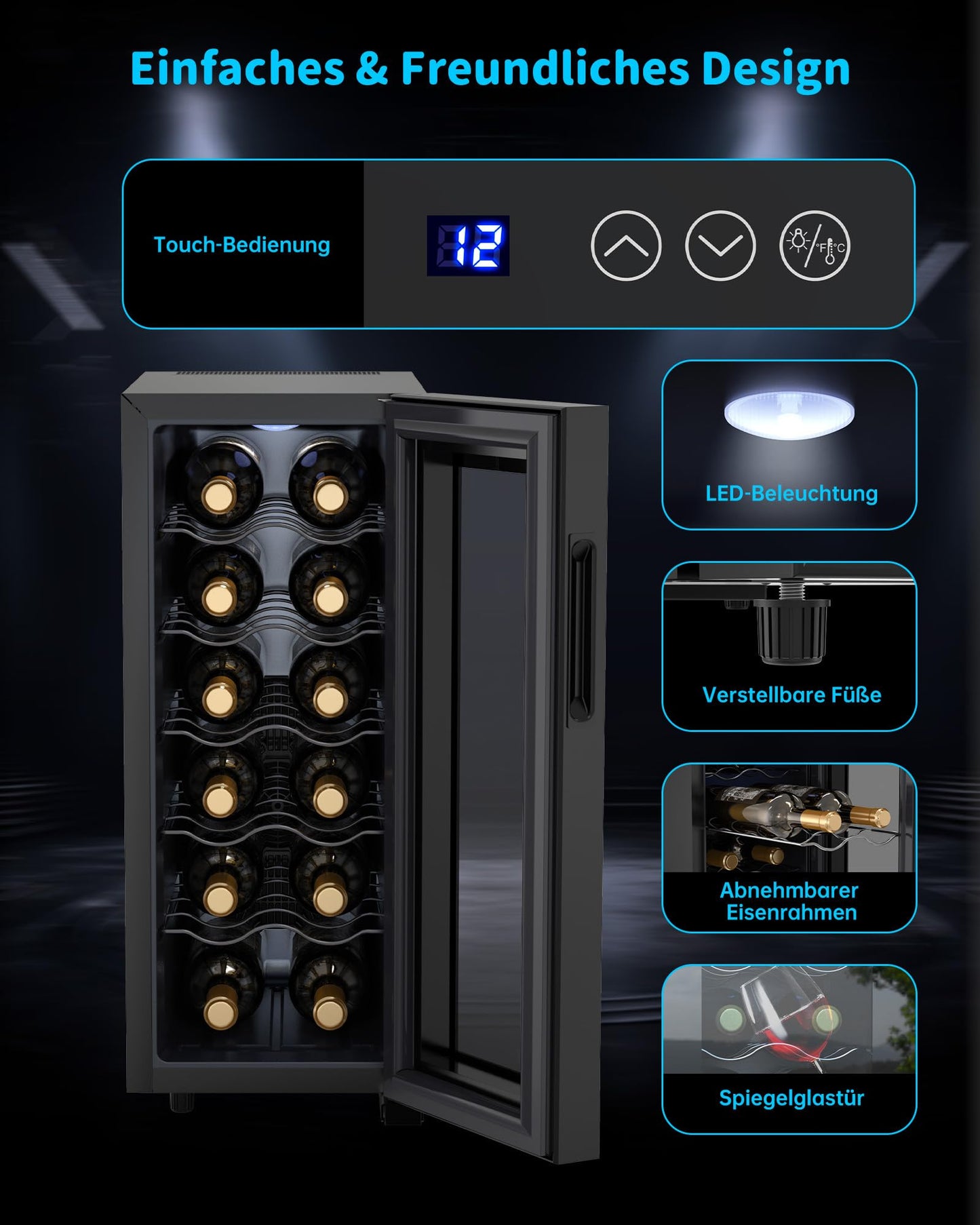 WIE Weinkühlschrank für 12 Flaschen
