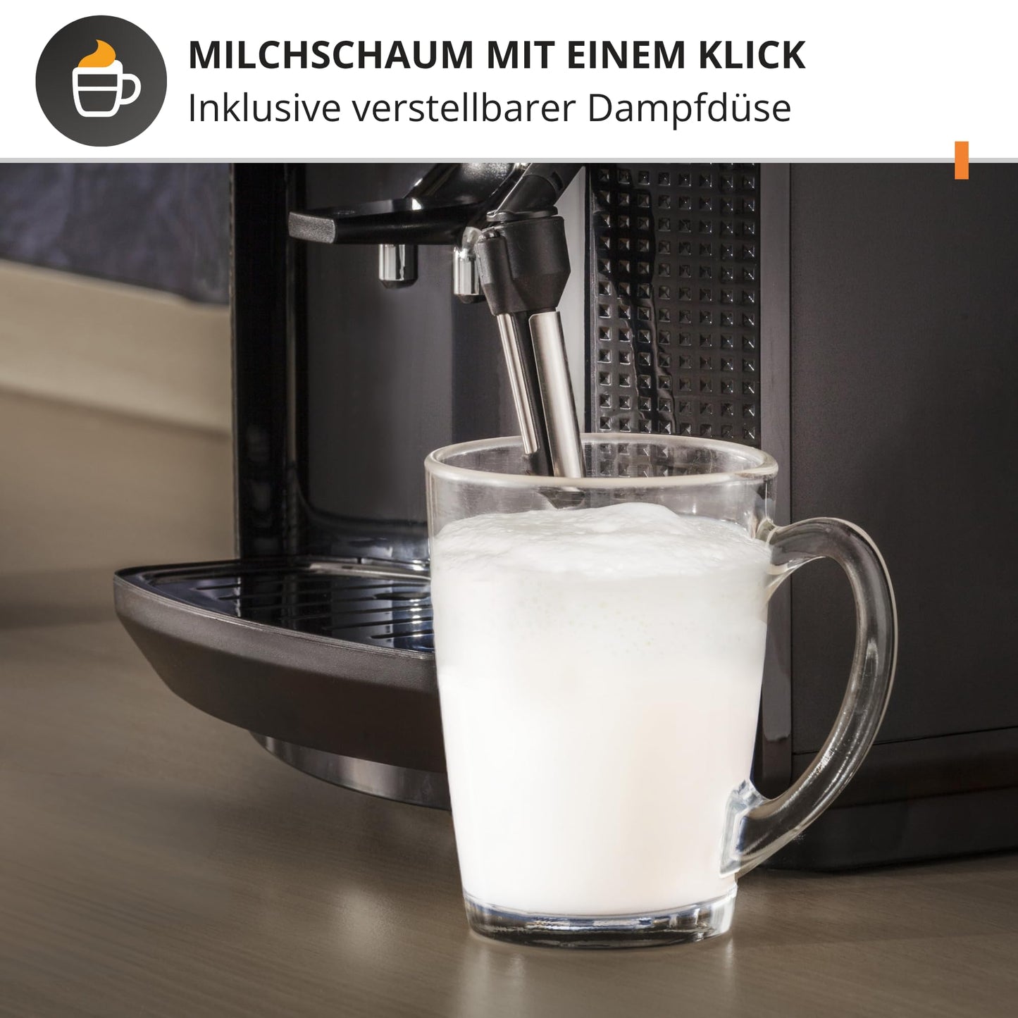 KRUPS Arabica Picto Kaffeevollautomat, kompaktes Design, einfache Bedienung, intuitiv einstellbarer Drehregler, Milchschaumdüse, 2-Tassen-Funktion, Kaffeemaschine, Schwarz, EA810870