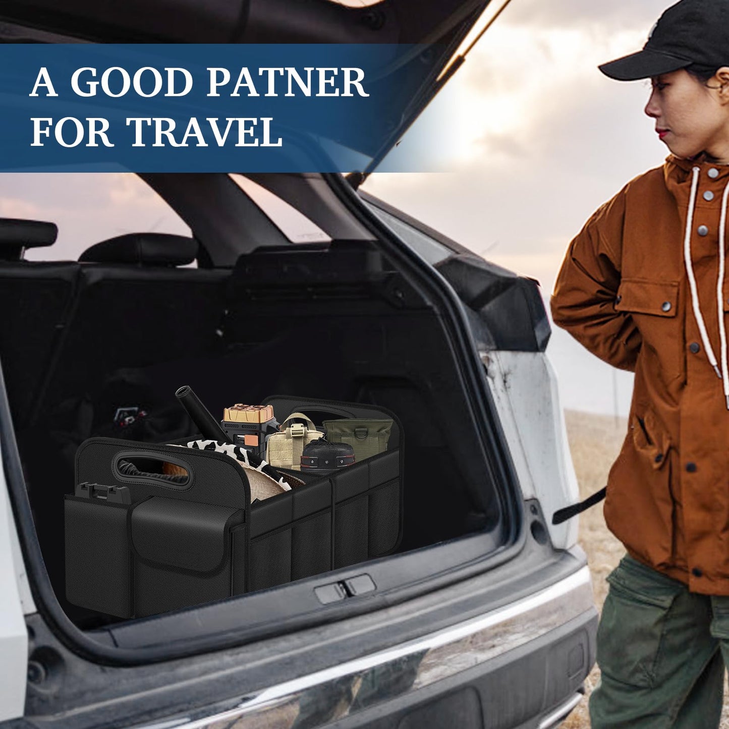 Femuar Foldable SUV Trunk Organizer – Black