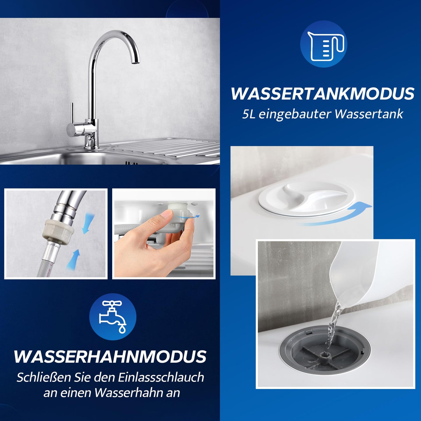 AIRMSEN Tischgeschirrspüler mit Wassertank