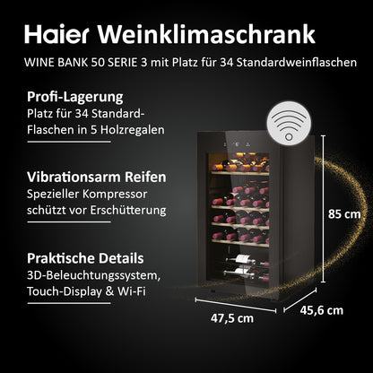 Haier Weinkühlschrank für 34 Flaschen