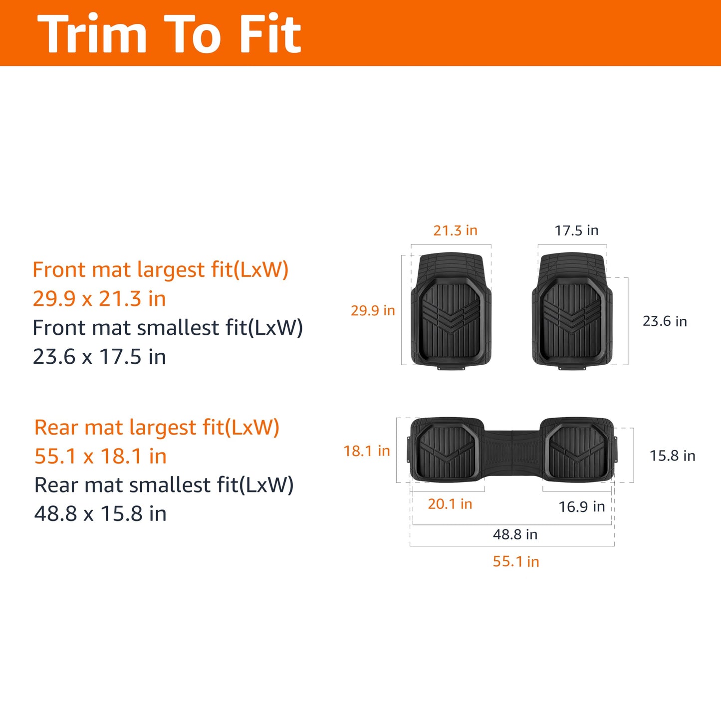 Amazon Basics Trim-to-Fit All-Weather Floor Mats – Black