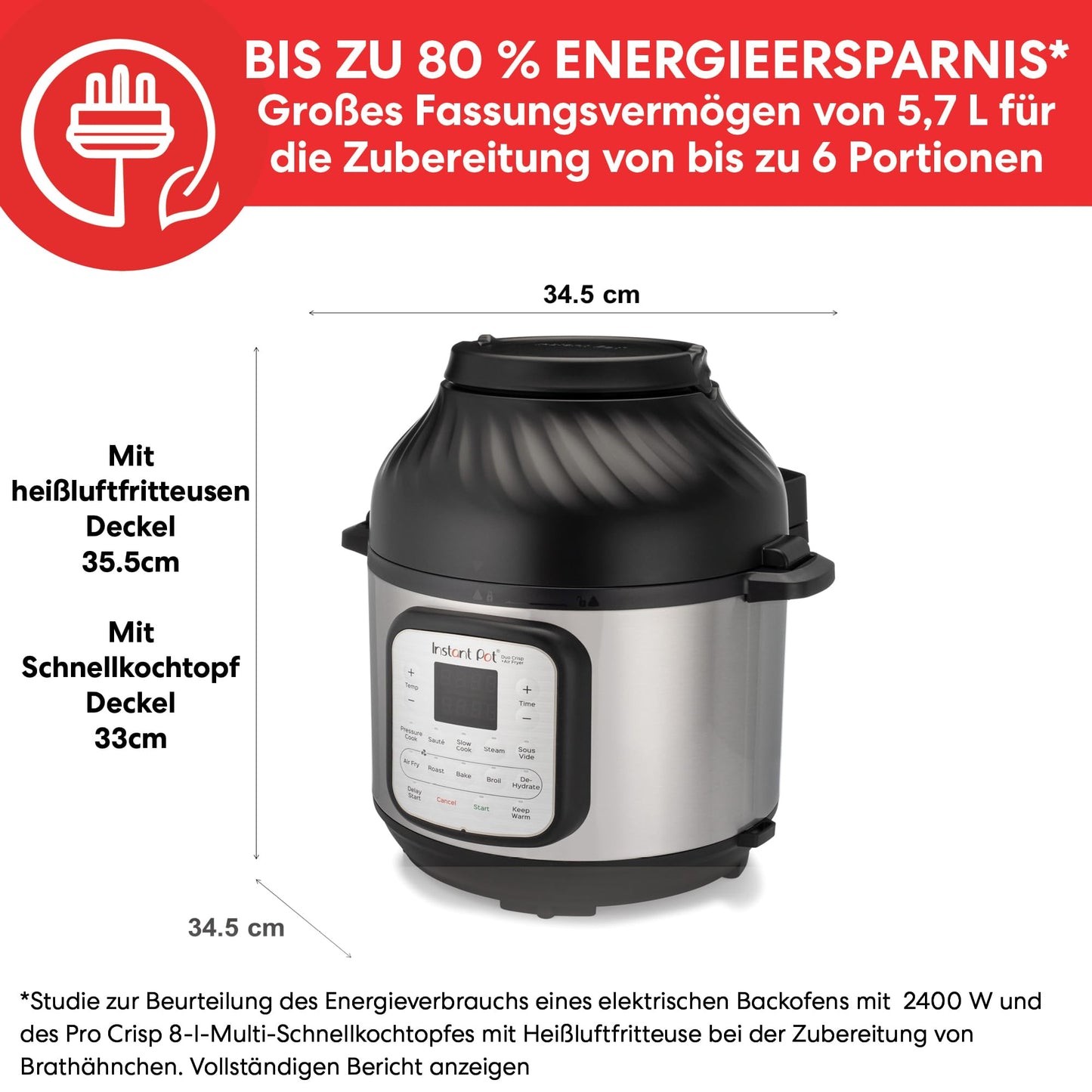 Instant Pot Duo Crisp Heißluftfritteuse und Multikocher