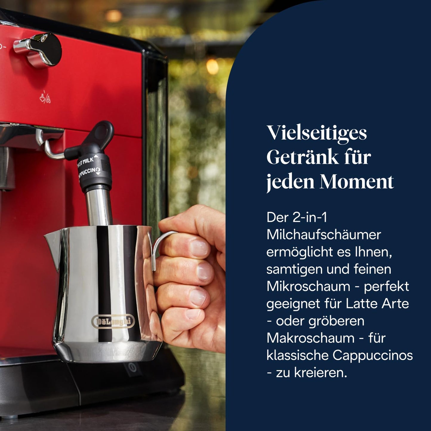 De'Longhi Dedica Style - Perfetto Kompakte Siebträgermaschine Espressomaschine mit Tasten, manuellem Milchaufschäumer für Espresso und Cappuccino, ESE Pad geeignet, 15cm breit, Rot (EC685.R)