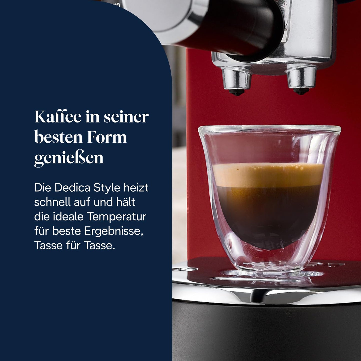De'Longhi Dedica Style - Perfetto Kompakte Siebträgermaschine Espressomaschine mit Tasten, manuellem Milchaufschäumer für Espresso und Cappuccino, ESE Pad geeignet, 15cm breit, Rot (EC685.R)