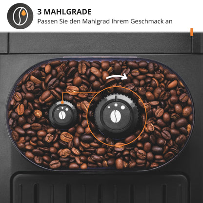 KRUPS Arabica Picto Kaffeevollautomat, kompaktes Design, einfache Bedienung, intuitiv einstellbarer Drehregler, Milchschaumdüse, 2-Tassen-Funktion, Kaffeemaschine, Schwarz, EA810870