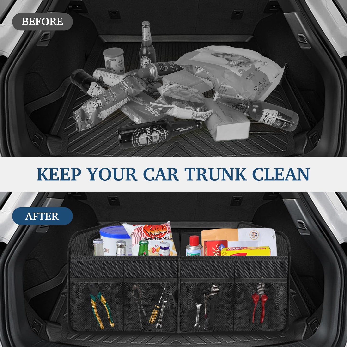 Femuar Foldable SUV Trunk Organizer – Black