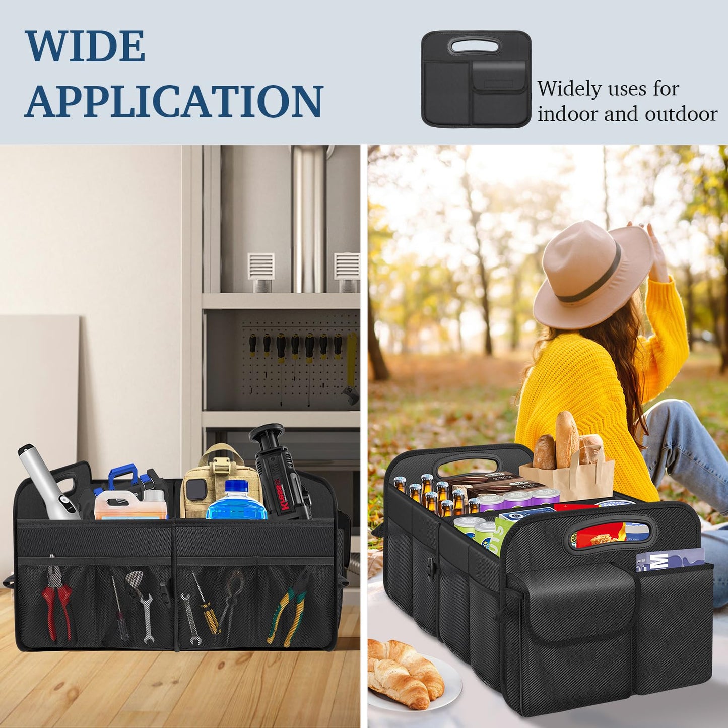 Femuar Foldable SUV Trunk Organizer – Black