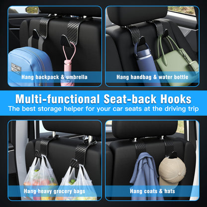 Amooca Rotating Car Headrest Organizer Hooks – Black